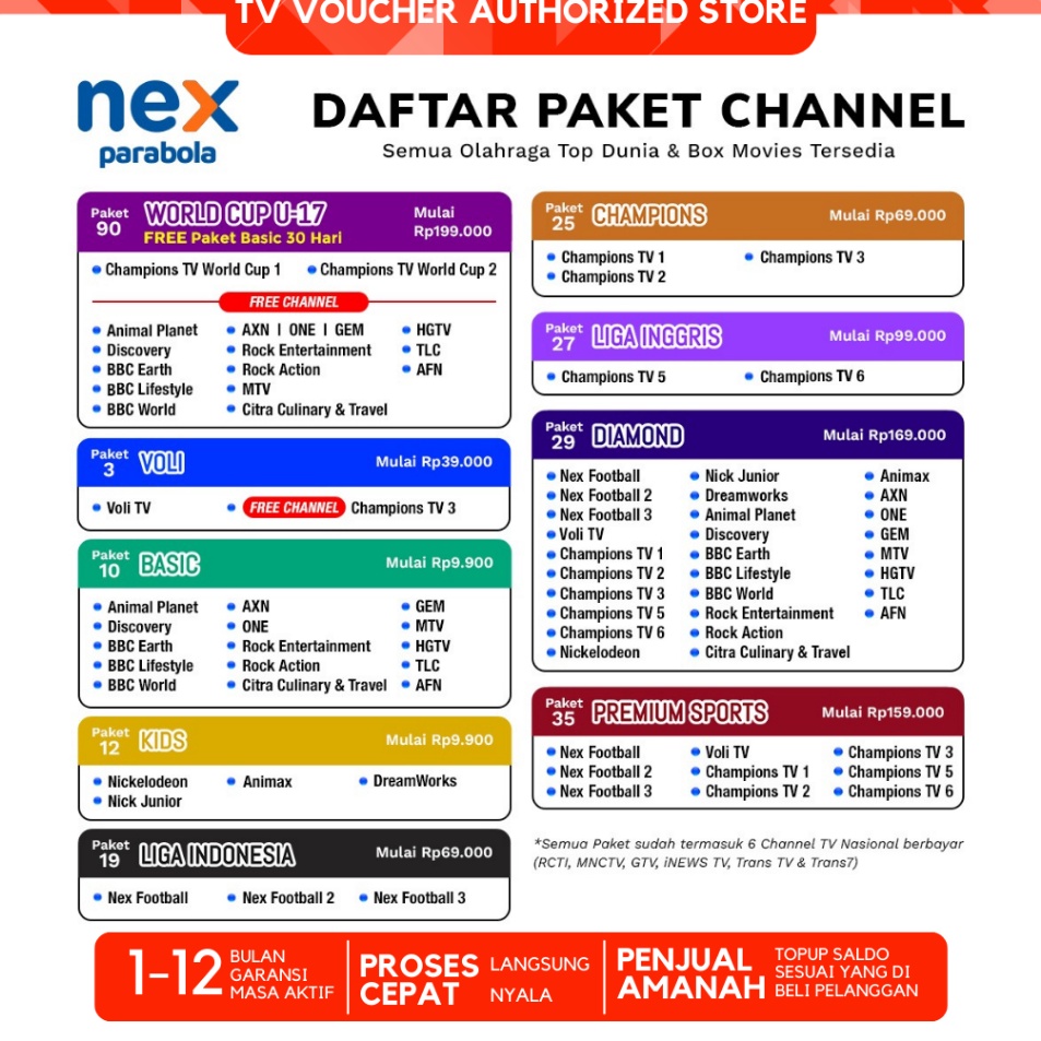 Paket Nex Parabola Matrix DIAMOND Champions Liga Indonesia Liga Inggris 3 HARI