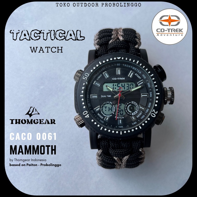 Jam Tangan Sport Pria Cotrek Adventure Mamoth CACO 0071 Strap Paracord 550 Survival Fishtail 3 Stitc