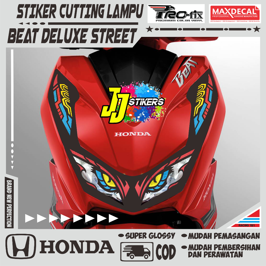 Stiker Lampu Dan Sein Motor Honda Beat Deluxe / Street New