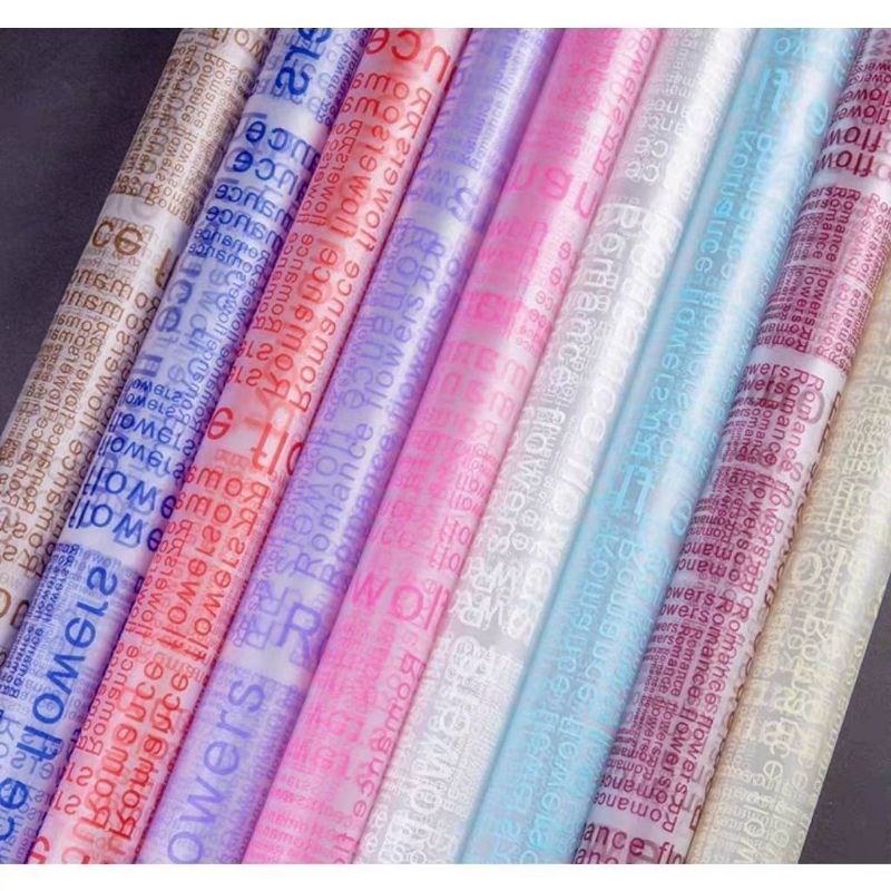 

Cellophane waterproof motif transparan Romance English Flower Wrapping paper per lembar kertas Buket motif transparan free packing korean waterproof motif
