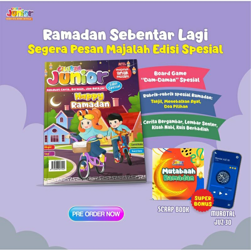 majalah anak muslim cilukba junior edisi 92 (spesial Ramadhan) "Happy Ramadan"