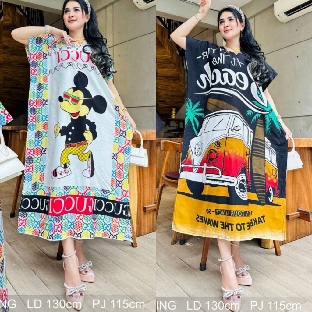 Daster Jumbo LD 130 Karakter Kekinian Resleting Busui Baju Tidur Remaja Terbaru