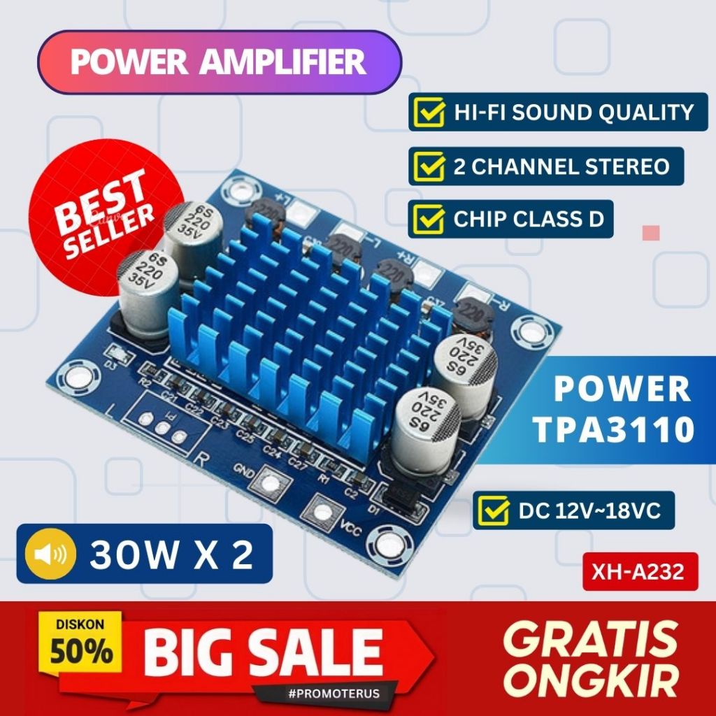 KIT TPA3110 Digital Power Amplifier Board 30Watt x 2 Stereo Channel