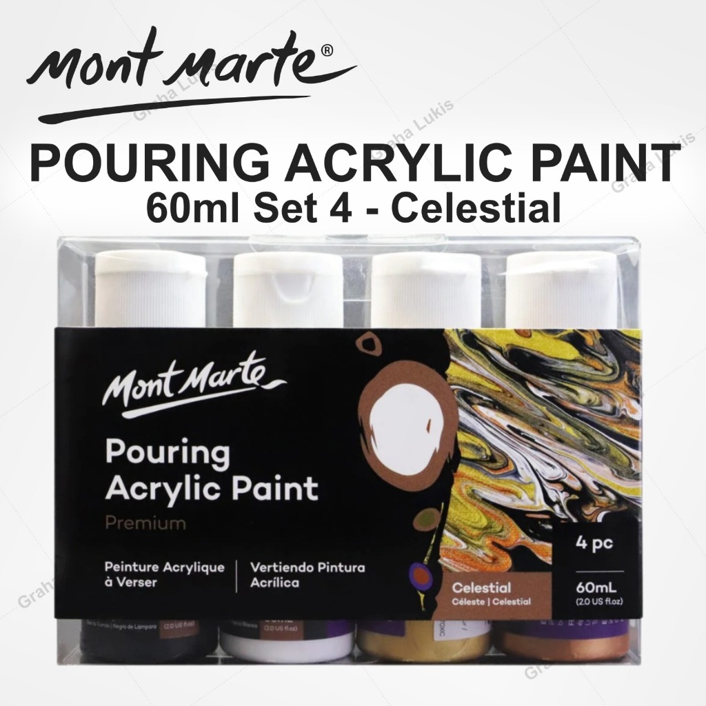 

Mont Marte Premium Pouring Acrylic Paint 60ml (2oz) 4pc Set - Celestial