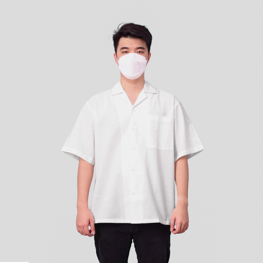NOSATRAE - Boulevard Linen Oversized White Shirt Kemeja Linen Putih Pria
