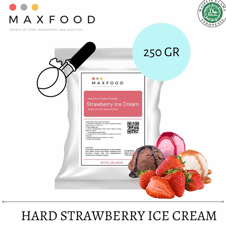 

Terlaku MAXFOOD Hard Strawberry Ice Cream Bubuk Es Krim Rasa Stroberi 25 Gr