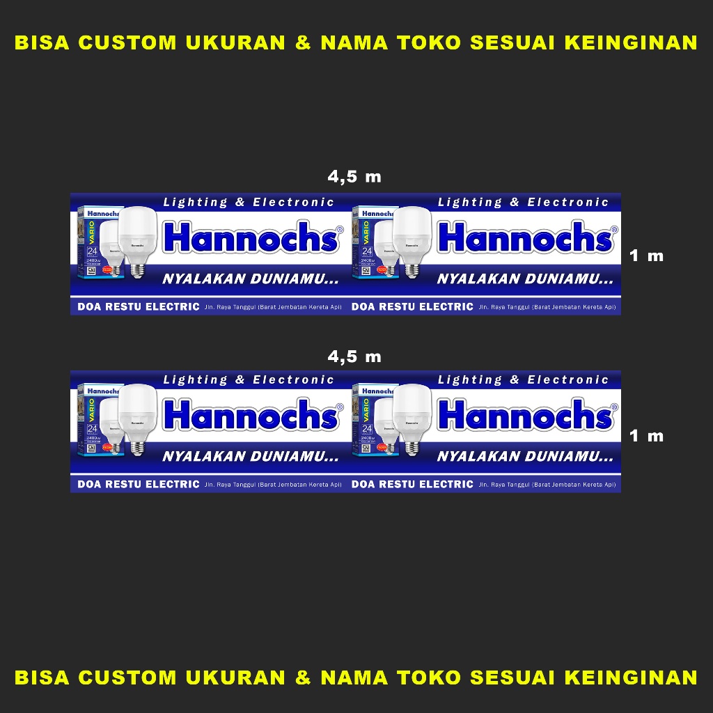 Banner Spanduk Toko Listrik/Elektronik Hannochs Philips Ukuran Besar