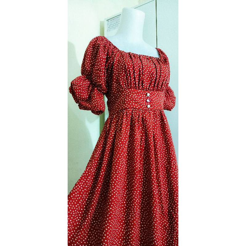 Midi Dress • Dress Merah Premium • Gaun Merah Import • Dress Import • Dress Merah Cantik • Gaun Sabr