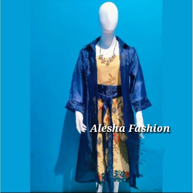 Baju Dres + Outer Lapis Tricode Batik Modern Batik Kekinian