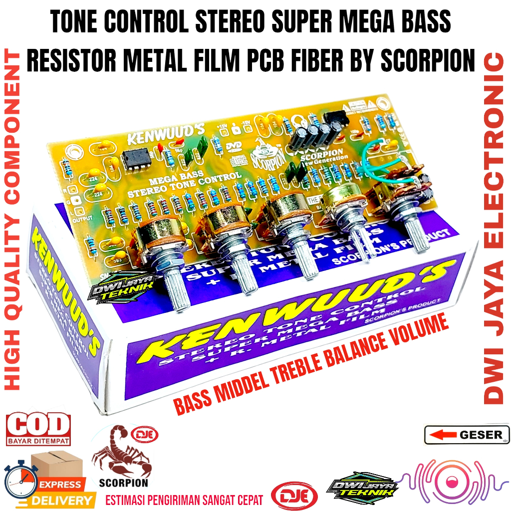 Tone Control Stereo Super Mega Bass Resistor Metal Film PCB FIBER By Scorpion
