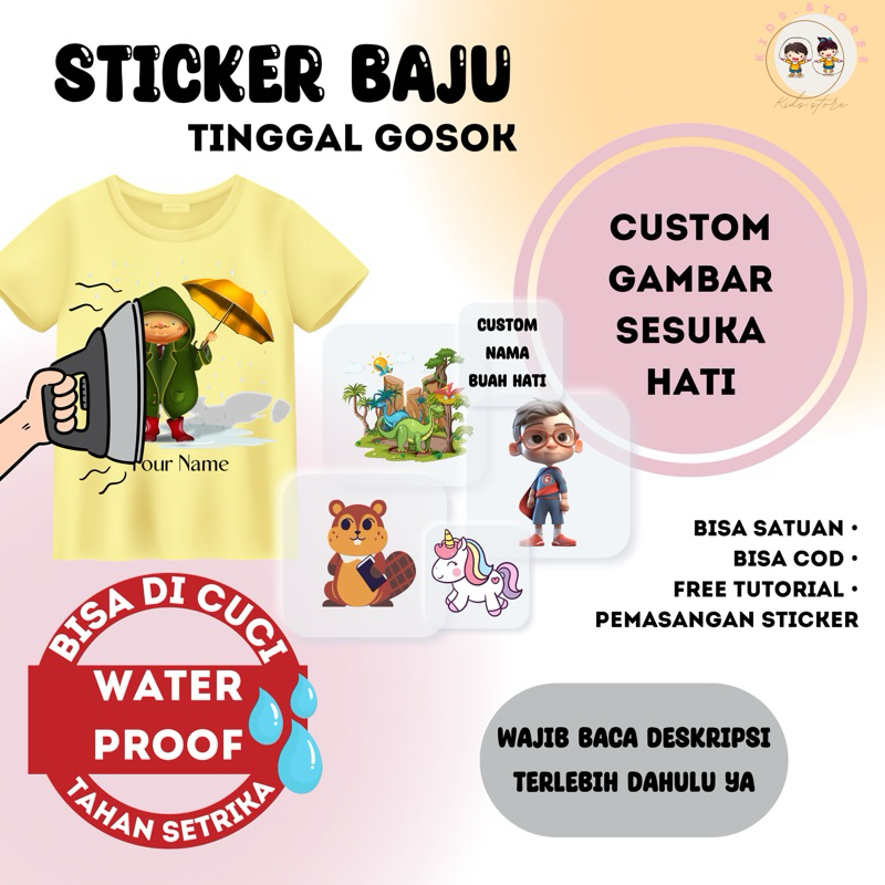 

kidsstoree28 sticker baju anak dewasa custom design gambar sesuka hati bisa di setrika stiker baju tinggal gosok setrika saja tag size baju nama tahan air waterproof bisa di cuci dtf nama dtf baju sticker bergambar dtf meteran satuan bebas custom design