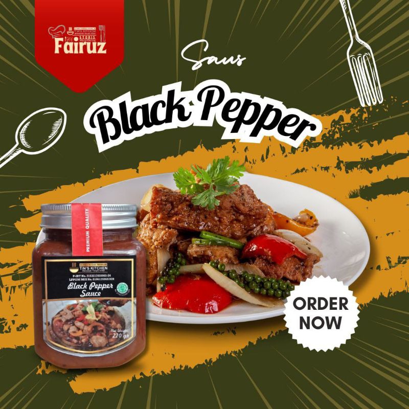 

Black Pepper Sauce Tin's Kitchen Kemasan Unyu 220 gram