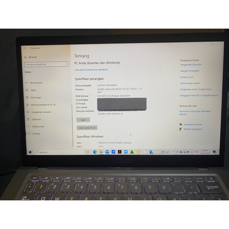 Laptop ASUS Vivobook A416MAO Intel N4020 Ram 8GB Silver
