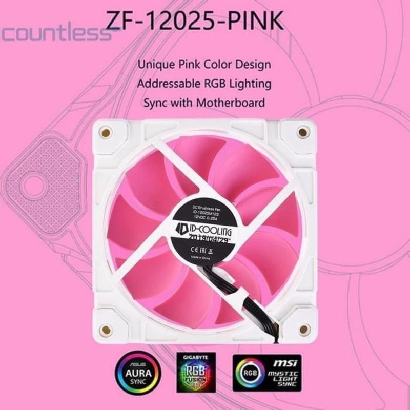 (NEW) ID COOLING ZF 12025 ARGB PINK 12CM KIPAS CASING ID-COOLING ZF-12025