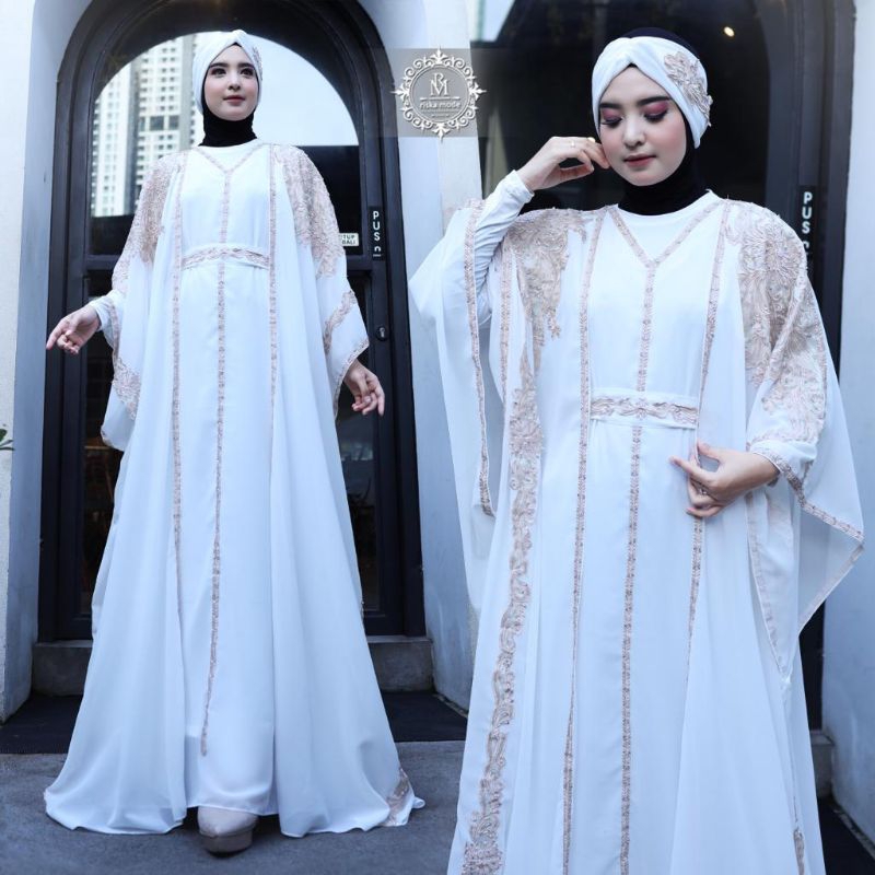 NEW ARRIVAL ✓✓KAFTAN HANNA BORDIR PAYET (FREE INER ,TURBAN DAN IKAT PINGGANG)