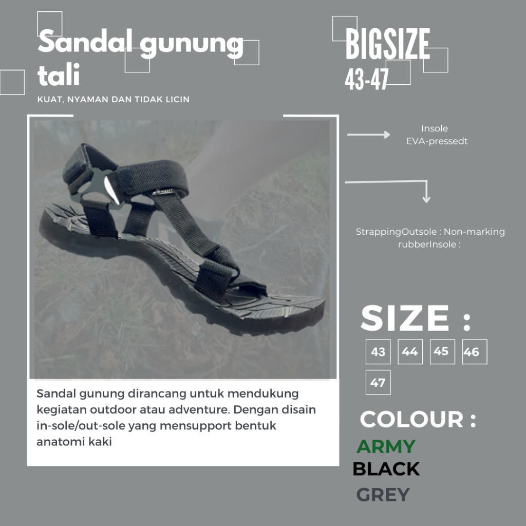 Sandal Gunung Sendal Pria Jumbo Sandal Pria Outdoor Sandal Tali Gunung Sandal Gunung Jumbo Size 45 4