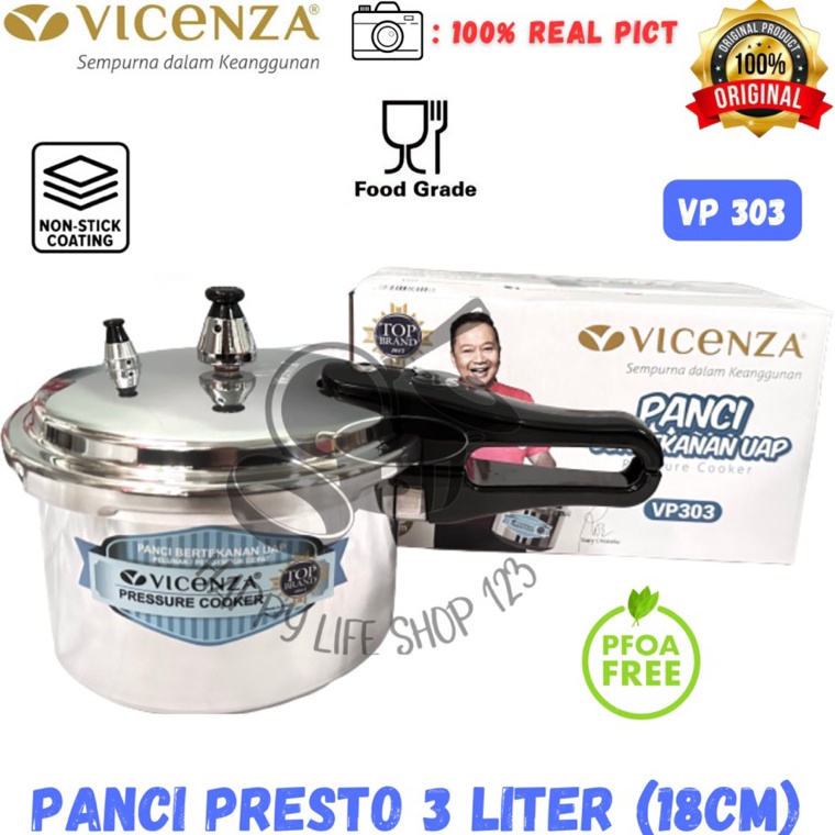 zi Panci Presto 3 Liter VICENZA  Presto 3 Liter VICENZA  Pressure Cooker 3 Liter VICENZA