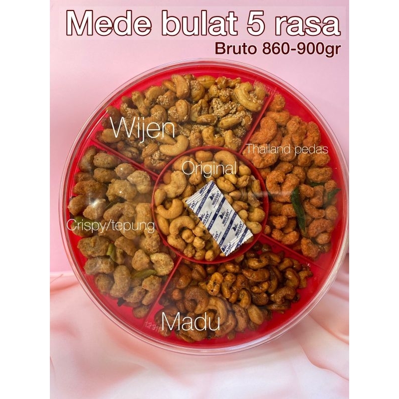 

Kacang Mede Tray sekat 5 PREMIUM (berat 860-900gr an)