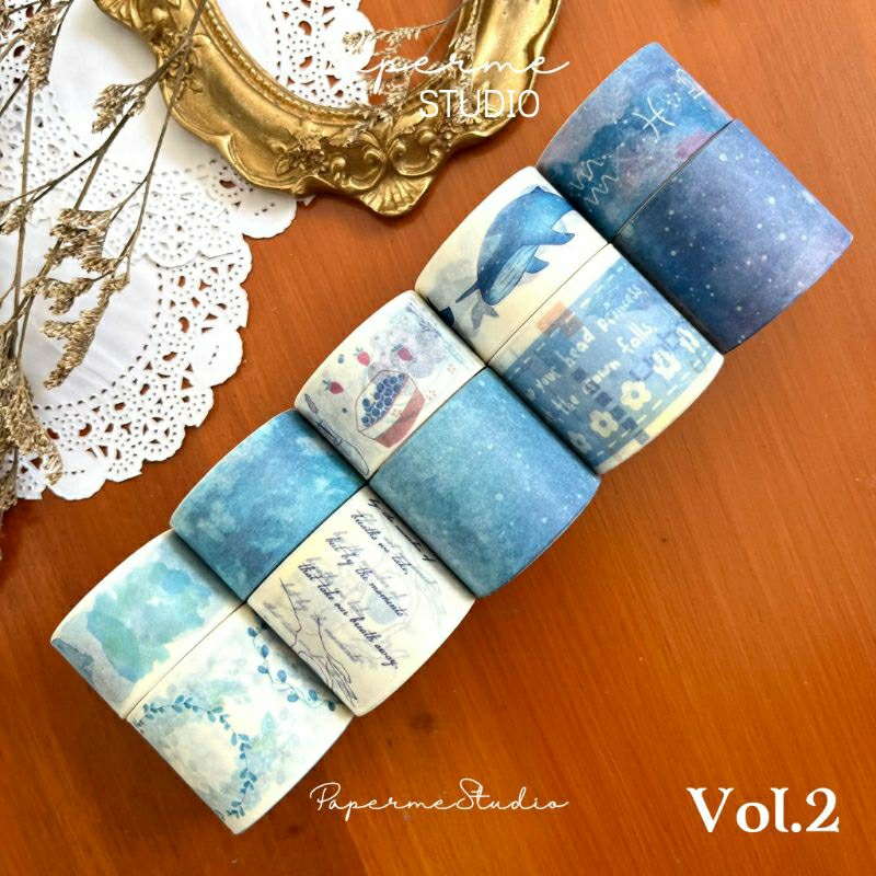 

WASHI TAPE - Vol.2 sticker roll blue cute lucu aesthetic dekor jurnal / paper deco journaling by Papermestudio