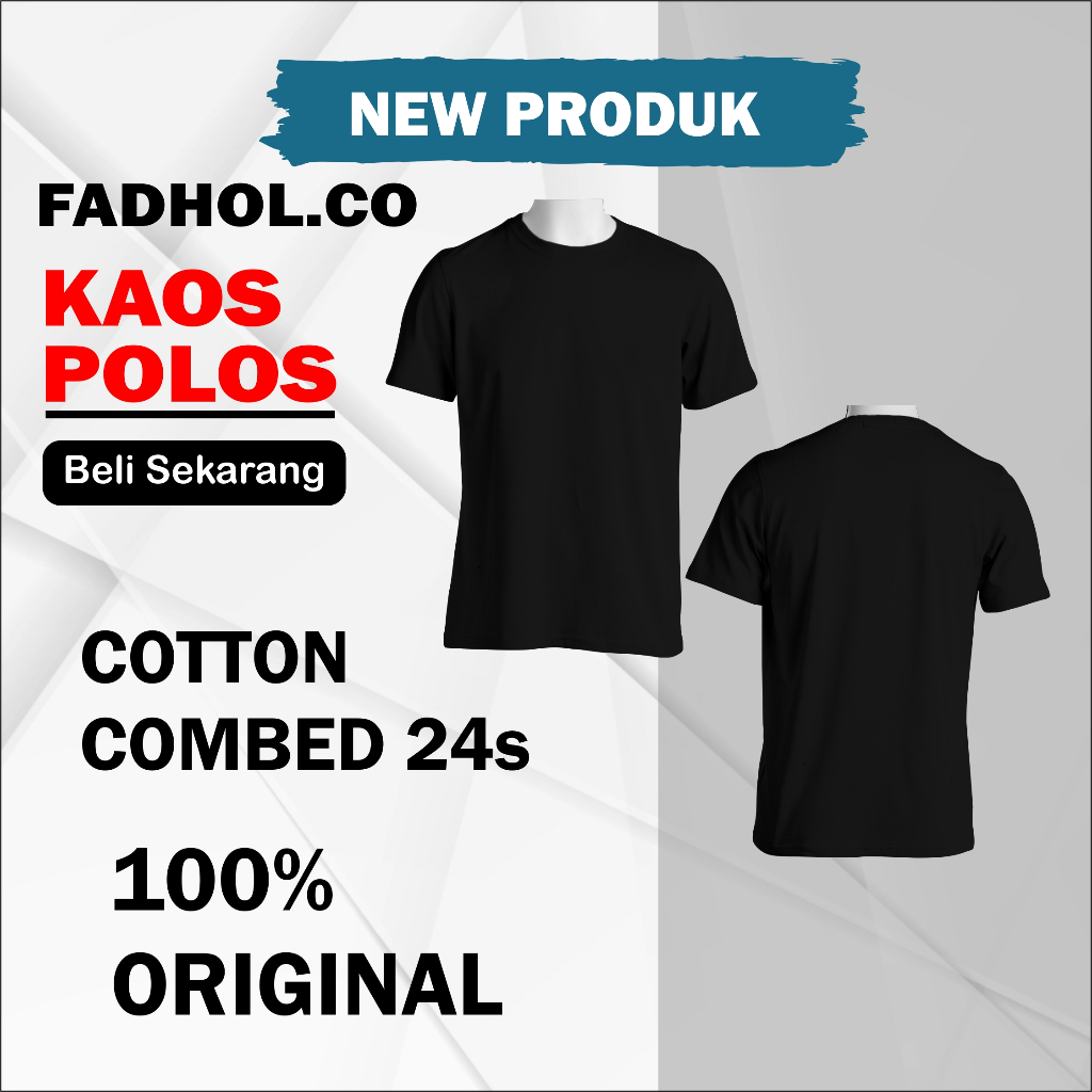 Kaos polos combed 24s warna hitam