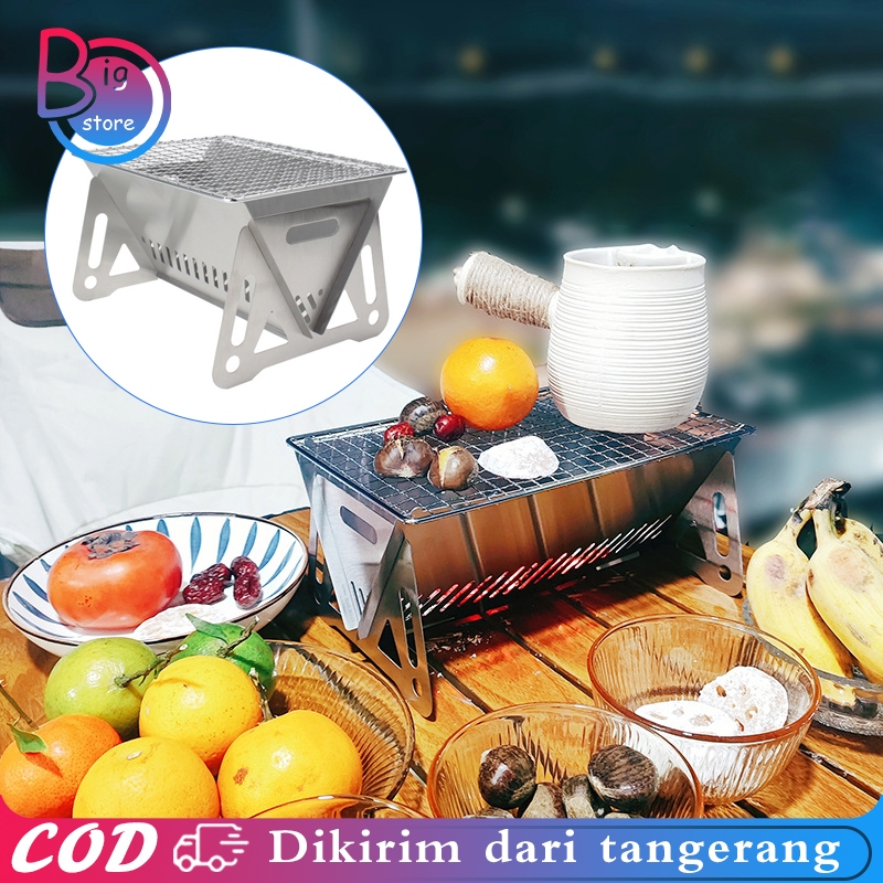Pemanggang Camping Set Grill Pemanggang Portable Pemanggang Serbaguna Dirakit Lipat Bbq Grill Set
