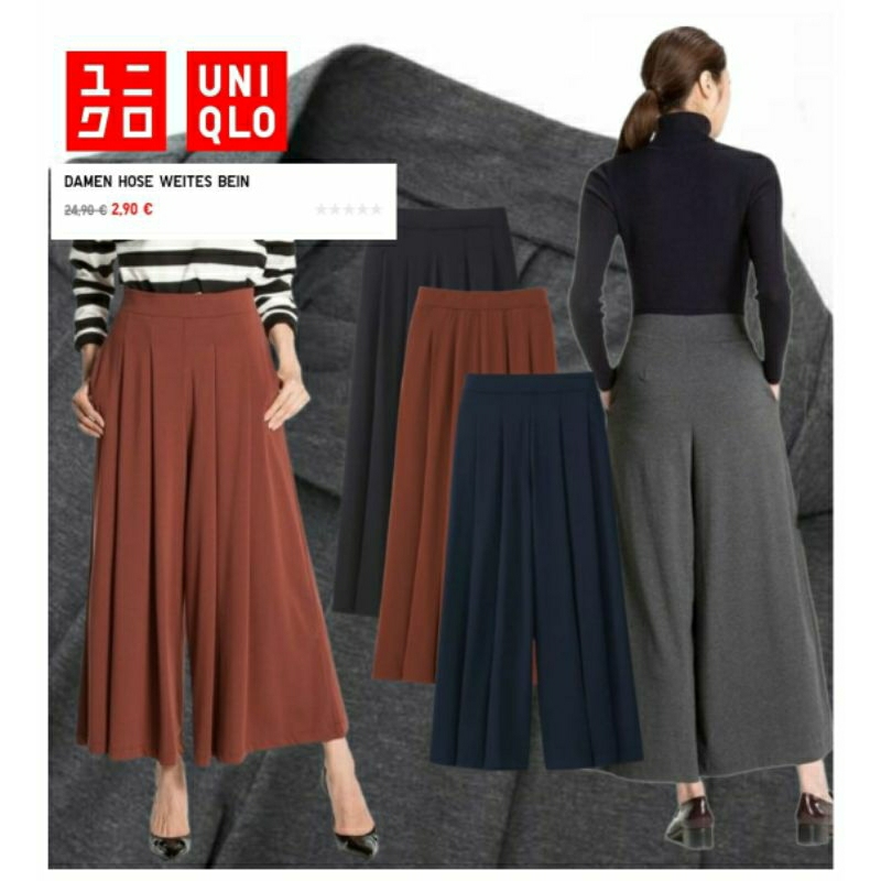 Uniqlo GU Woman Wide Gaucho Cullotes Pants / Celana Kulot Wanita Uniqlo (XS-XL)