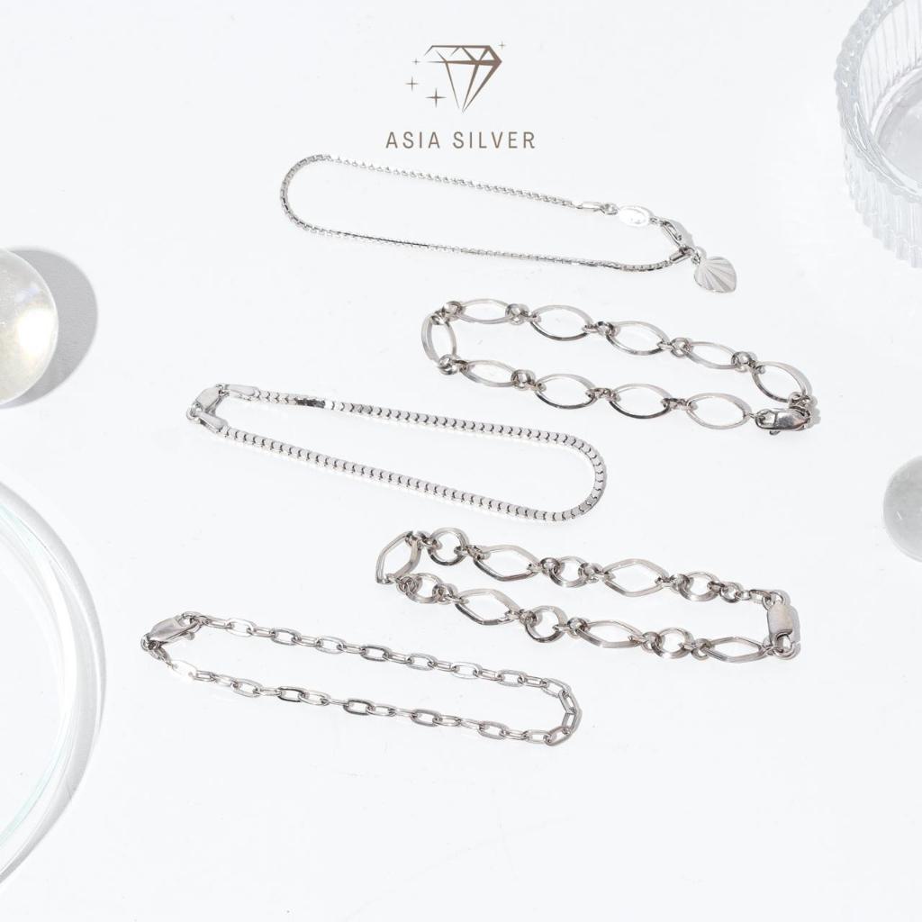 Gelang Tangan Rantai Fashion Perak Asli Silver 925 Lapis Rhodium Emas Putih Model Italy Santa | Mila