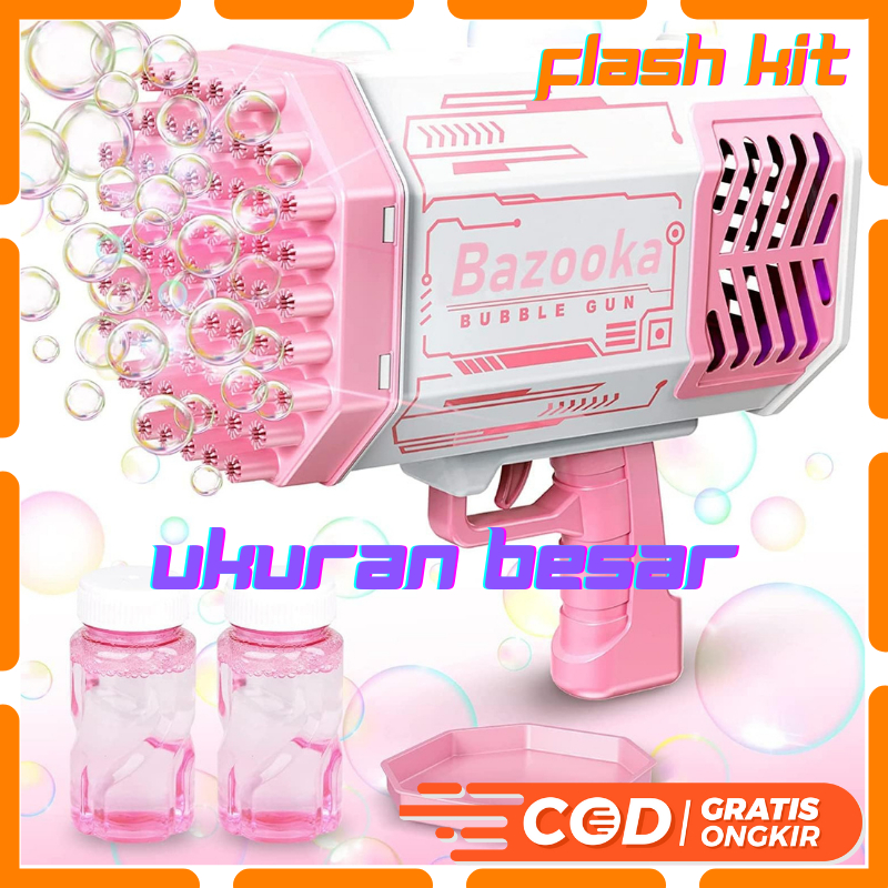 MAINAN PISTOL GELEMBUNG BALON SABUN UKURAN BESAR OTOMATIS BUBBLE GUN BAZOOKA 69 HOLE 1200mAh RECHARG