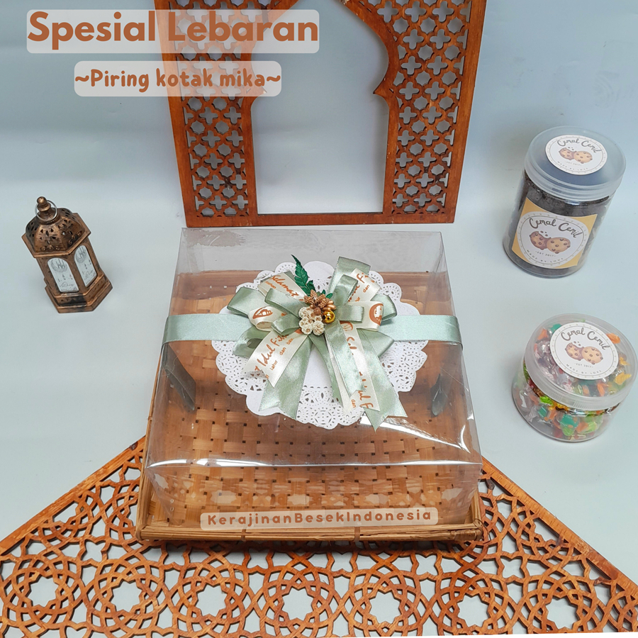 

BOX PARSEL BINGKISAN HAMPERS LEBARAN IDUL FITRI FREE HANG TAG Piring kotak natural mika pita Toples kue kering tabung nastar