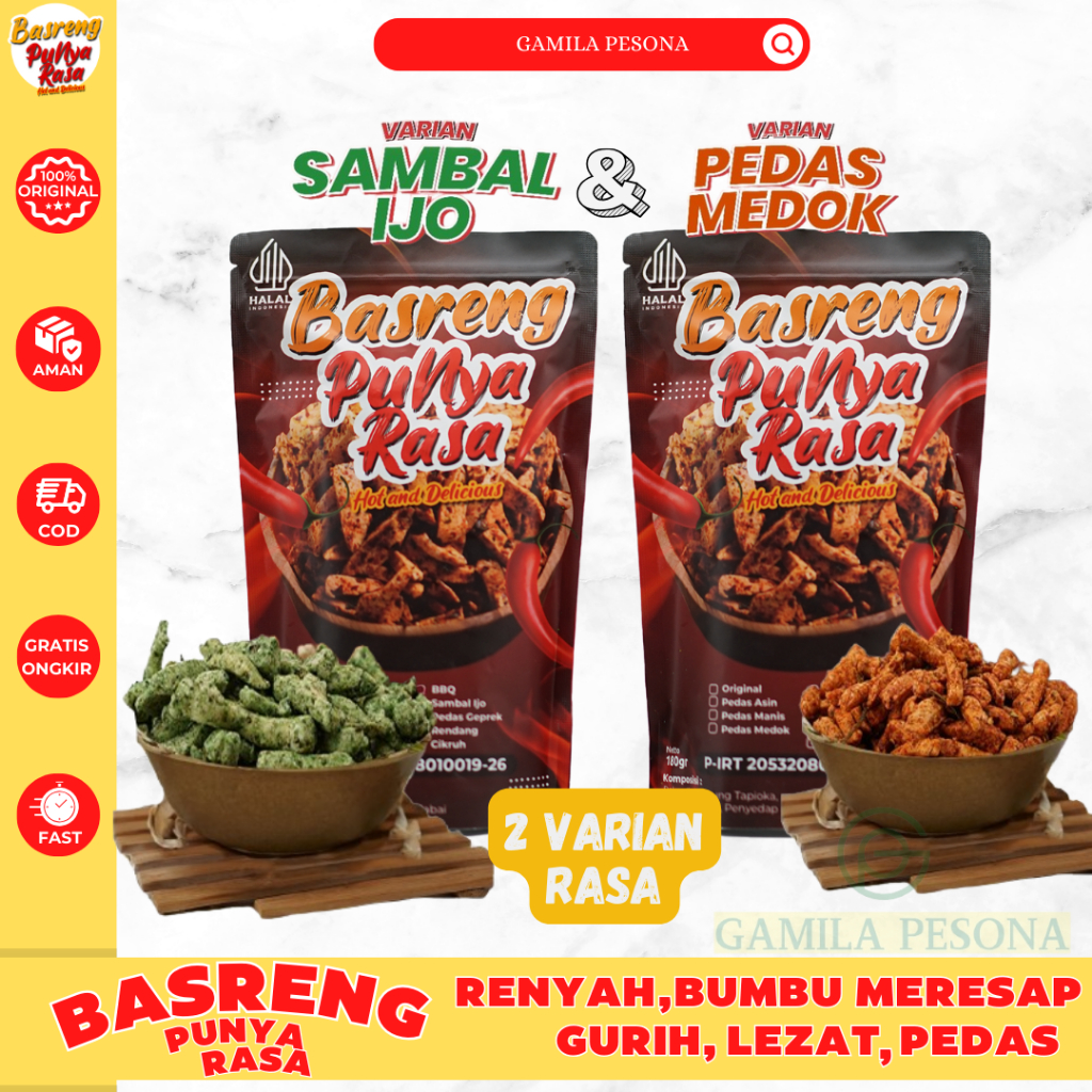 

Basreng Punya Rasa HALAL Pedas Medok dan Sambal Ijo Isi 2 Pilihan Rasa Terbaik