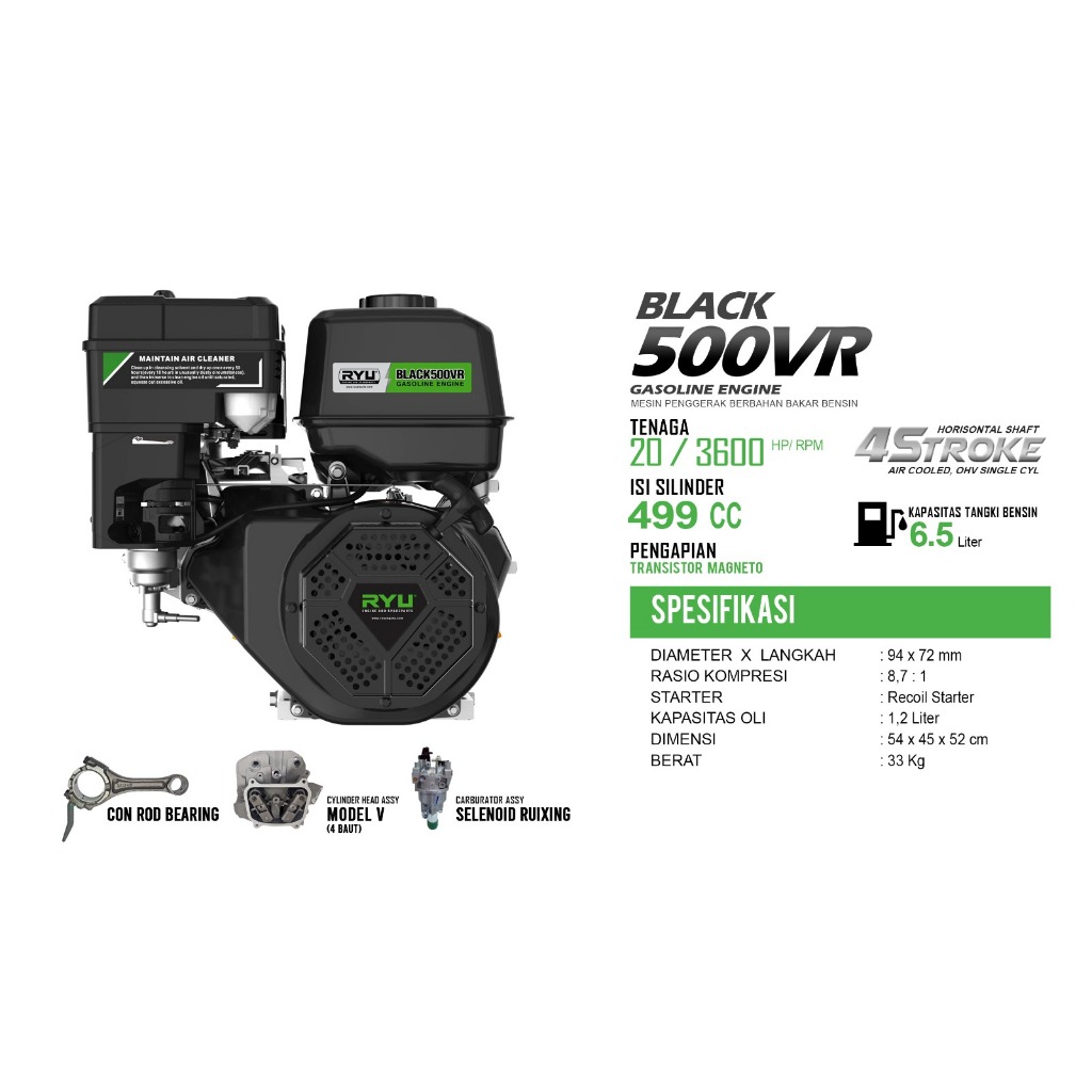 MESIN PENGGERAK/GASOLINE ENGINE BLACK500VR - RYU