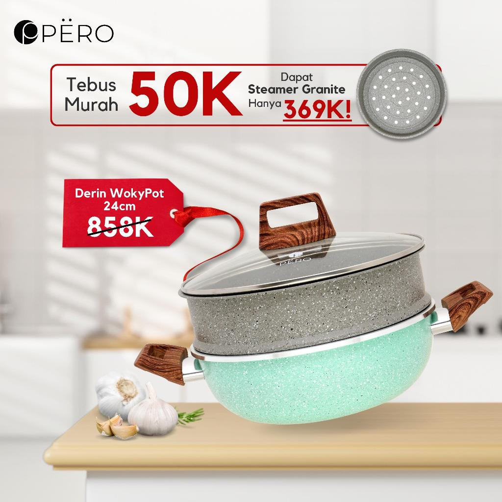 [SERBA 299RB] PERO DERIN WOKY PAN 24CM WITH LID / WAJAN PENGGORENGAN DEEP FRY WOKPAN 24CM DENGAN