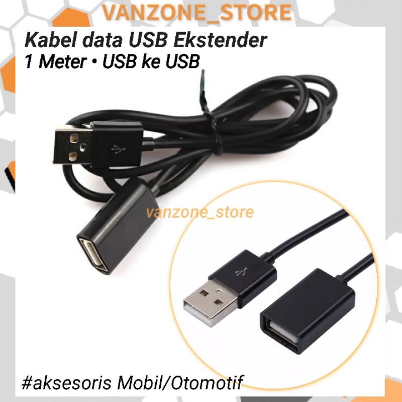 Kabel USB 2.0 Ekstension Sambungan Port USB Tape Mobil PC Laptop Male ke Female Panjang 1 Meter