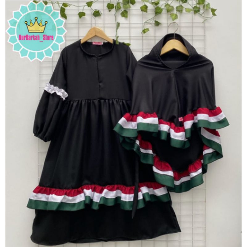 (COD) GAMIS PALESTINA ANAK RUFFLE MODEL RENDA KRIWIL BAHAN WOLFIS UKURAN XS,S,M,L,XL,XXL,XS DEWASA U