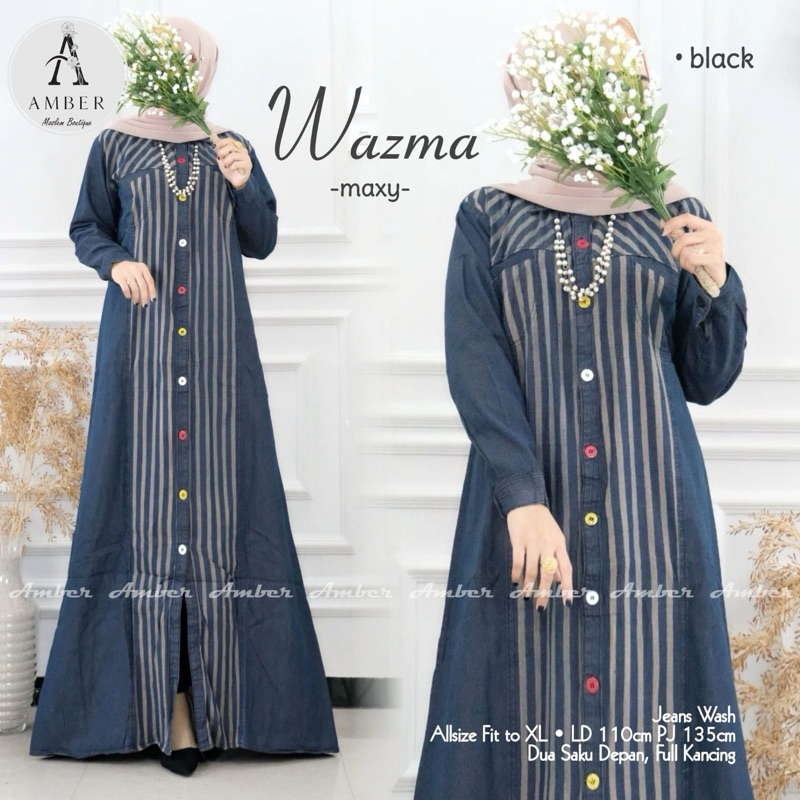WAZMA GAMIS SYARI | LD 110CM | JEANS ADEM | MAXY JEANS WASH HQ | GAMIS BUSUI JUMBO | FASHION WANITA