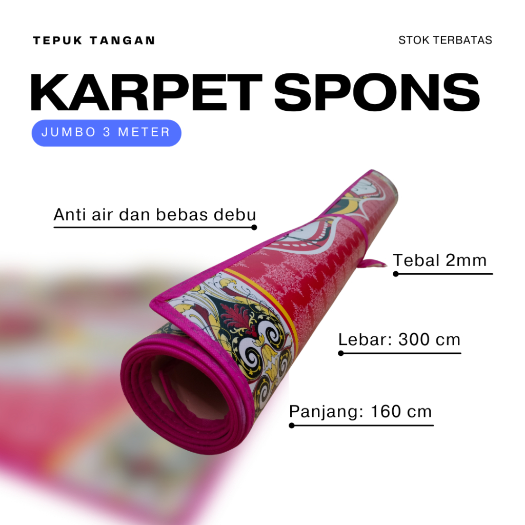 Karpet Spons Jumbo 3 Meter Tebal 2Mm / Karpet Lantai Jumbo Karakter / Tikar Spon Eva / Tikar Piknik
