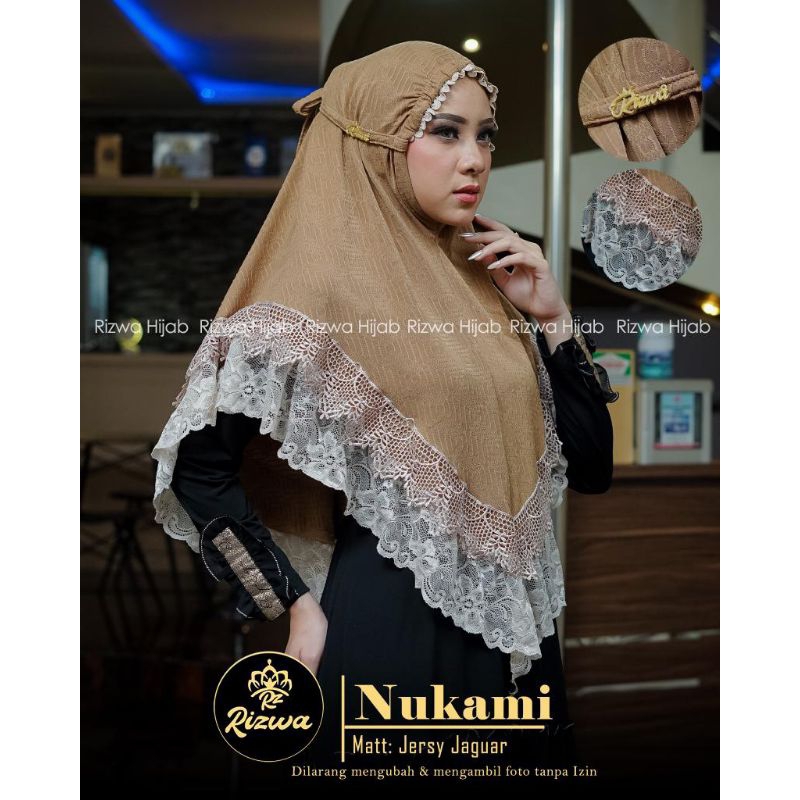 nukami rizwa jilbab instan bergo tali belakang renda premium mewah pesta