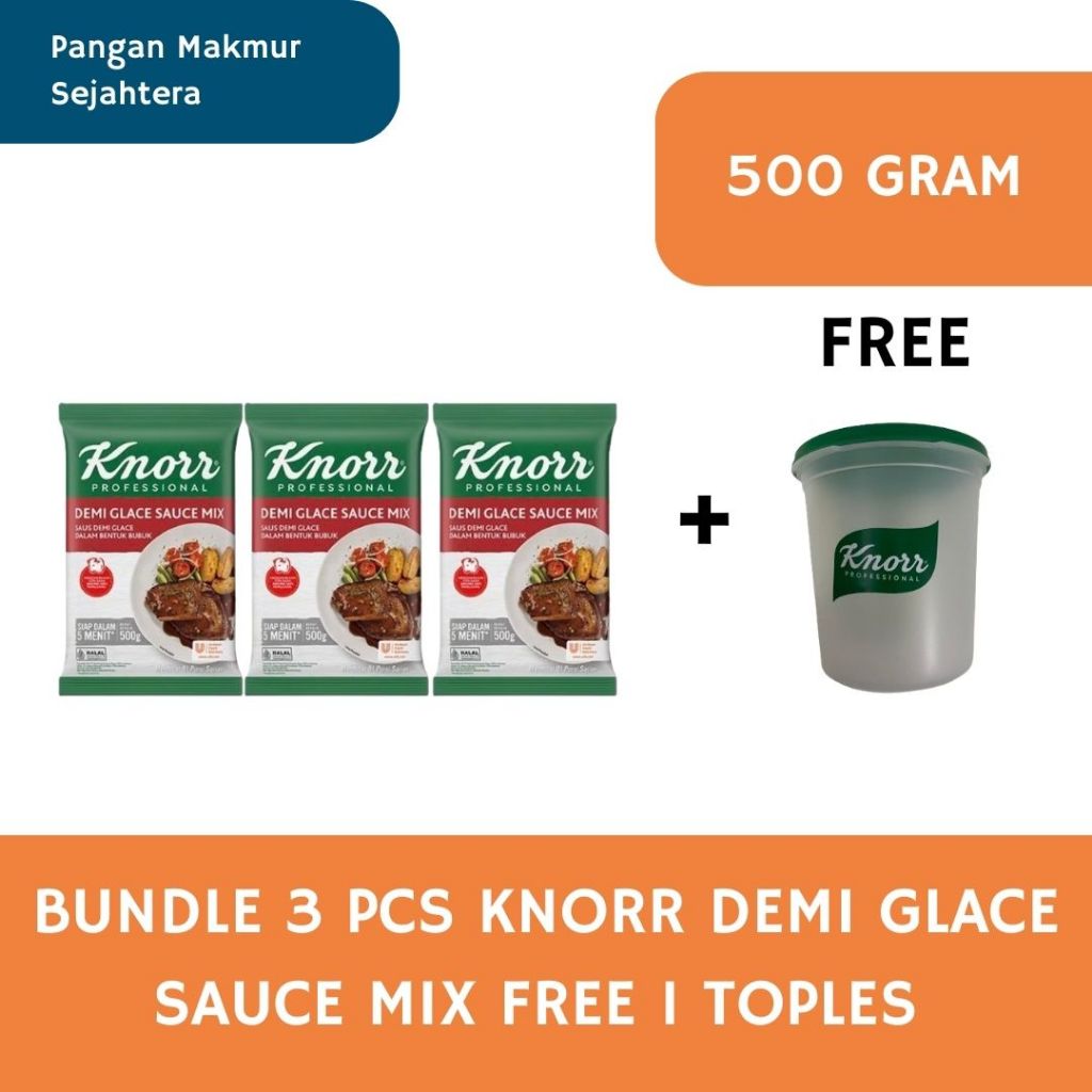 

BUNDLE 3 PCS KNORR - DEMI GLACE SAUCE MIX / SAUS DEMI GLACE BUBUK 500GR FREE TOPLES