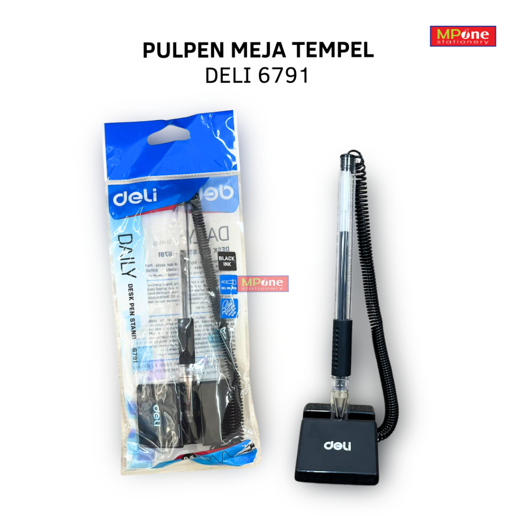 Pena Gel Ink Pena Meja Tempel Deli tinta Hitam / Pen Table Deli 6791/ Pulpen tempel Meja