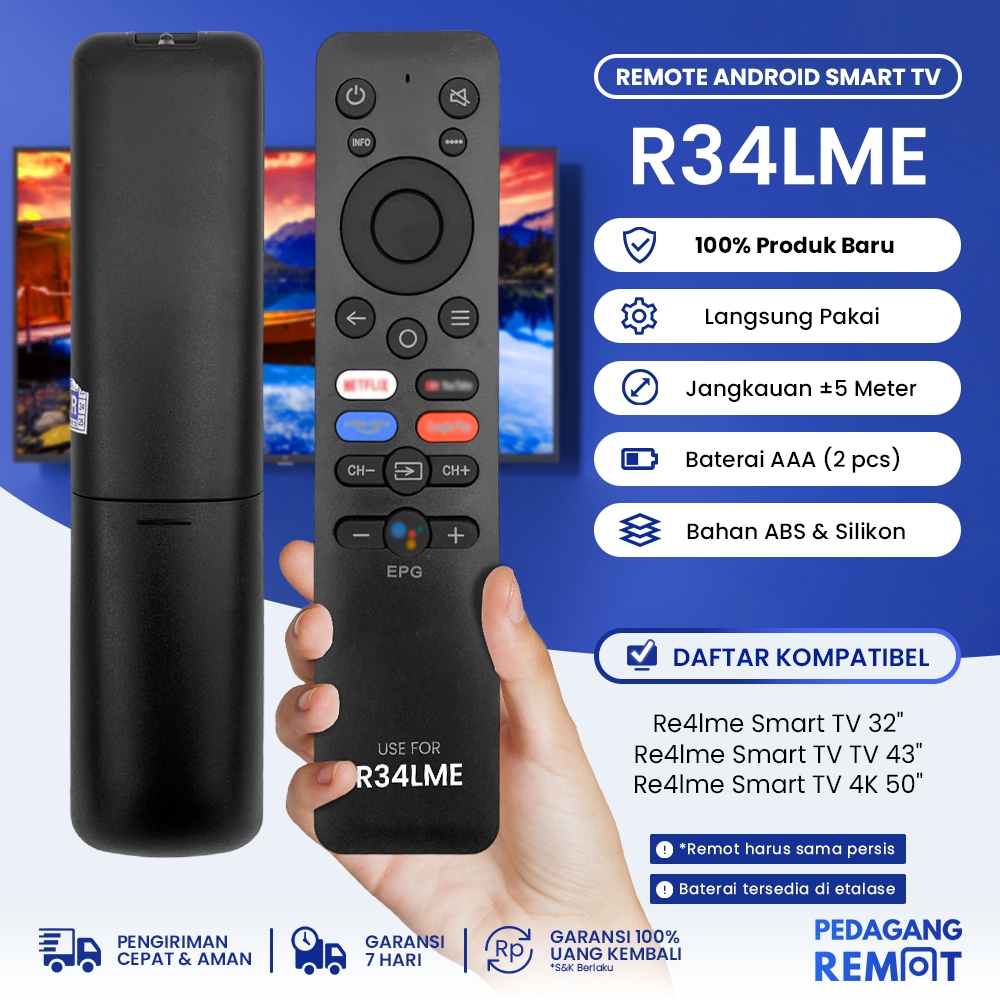 Remote TV Realme Smart TV 4K 32" 43" 50" Non Voice / Remot TV Realme TV LCD LED Android Smart TV