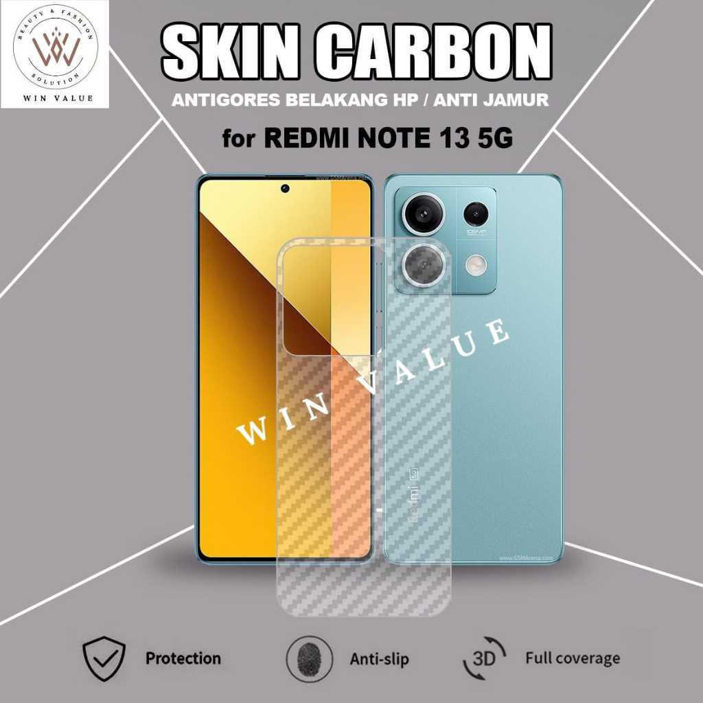 Redmi Note 13 4G Redmi Note 13 5G Skin Carbon Garskin Anti Gores Belakang Redmi Note 13 4G Redmi Not