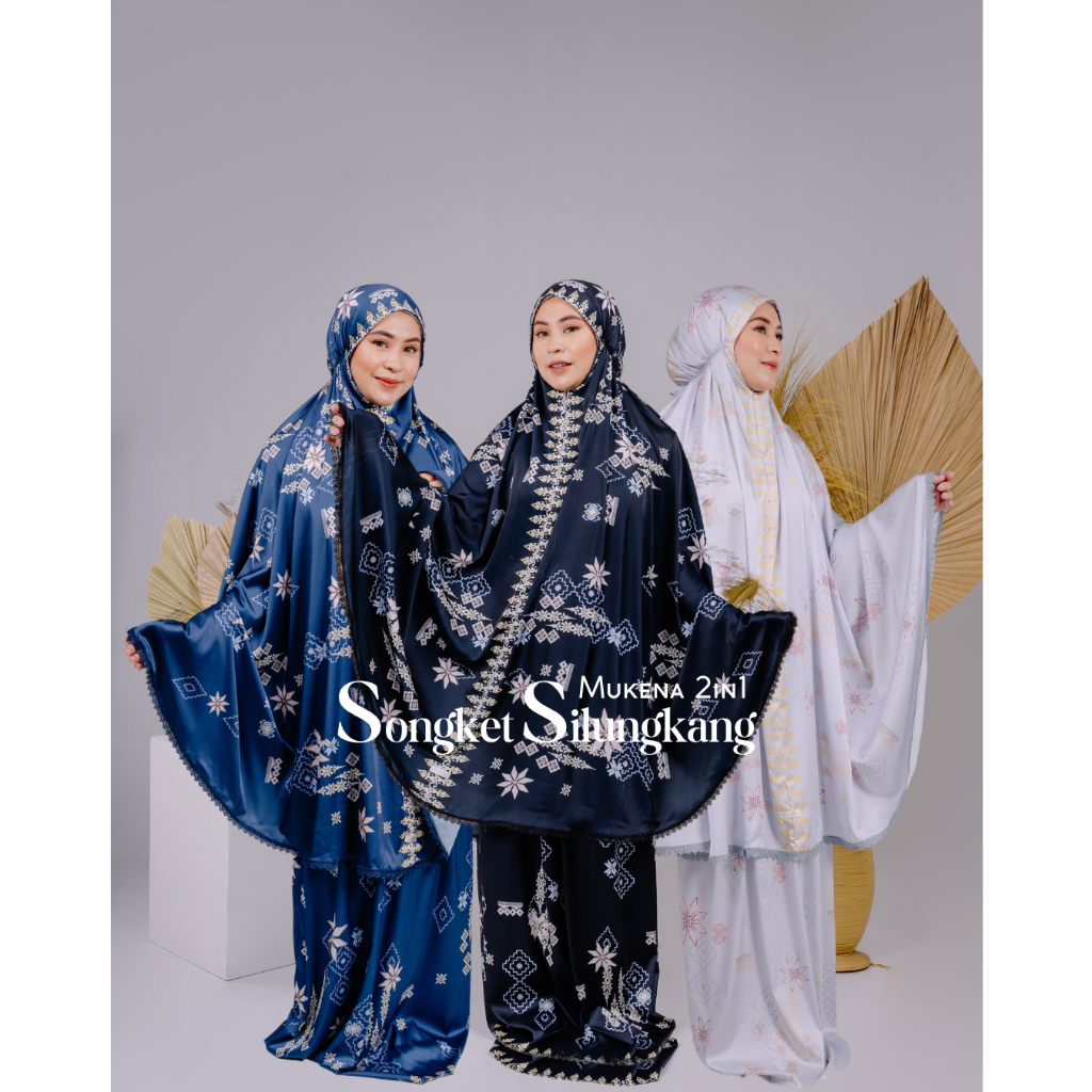 JAVADIVA - MUKENA 2in1 motif SONGKET SILUNGKANG SERIES Armani Silk Premium Mukena Dewasa Premium l M