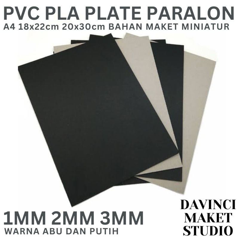 (A4) PVC PLA PLATE SHEET 2mm 3mm 5mm - Lembar Plat PVC Paralon Bahan Maket Miniatur Diorama Gundam A