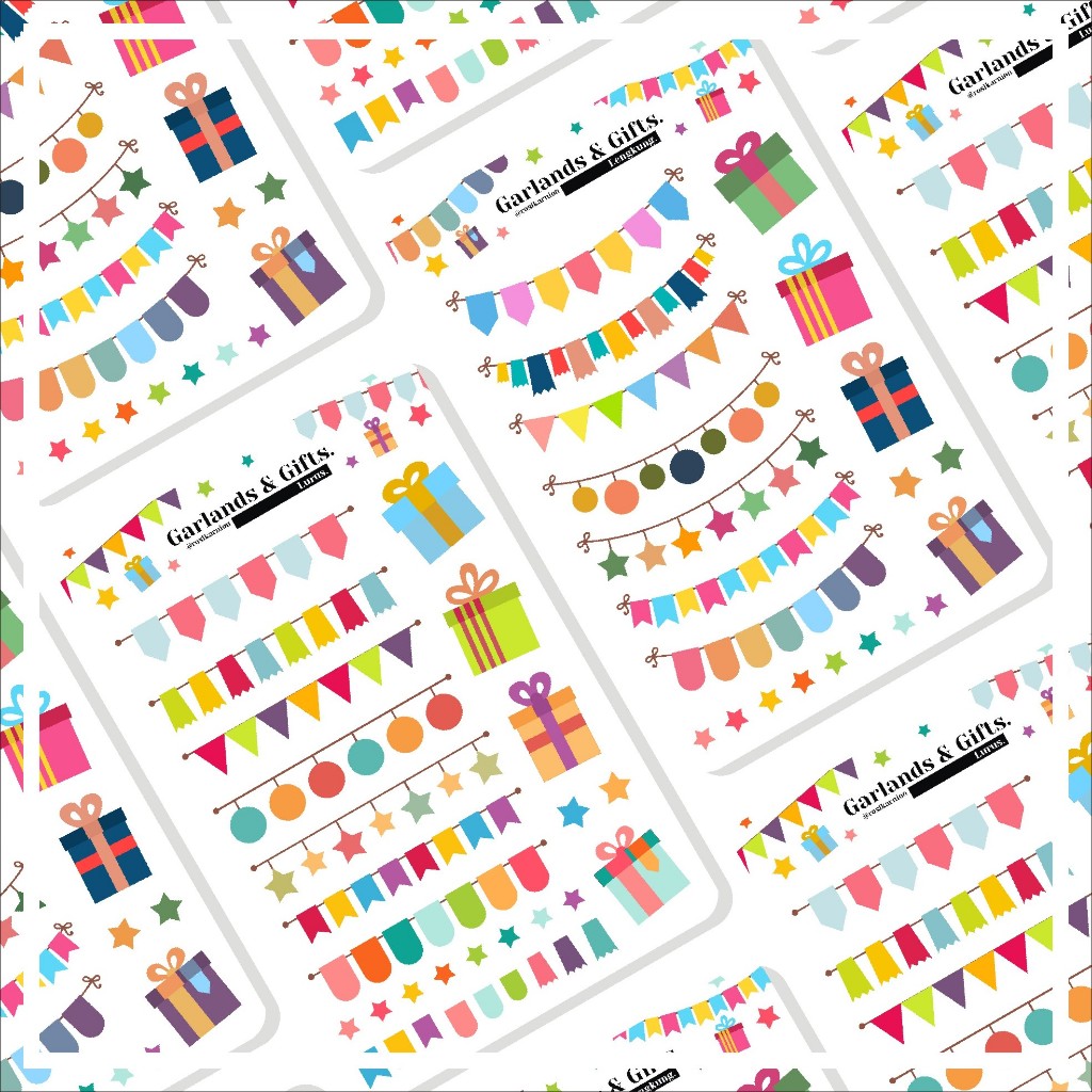 

ROSIKARNION Garlands Sticker Sheet / Stiker Kiss Cut