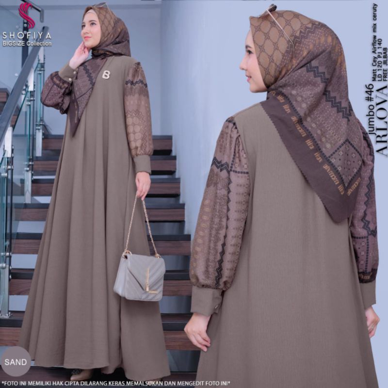 [NEW] GAMIS DRESS FREE JILBAB ARLOVA JUMBO BY SHOFIYA