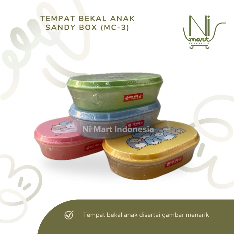 Tempat Penyimpanan Makanan Anak Sandy Box ( MC-3 ) Bekal Kotak Misting Sebaguna Plastik Bergambar Mi