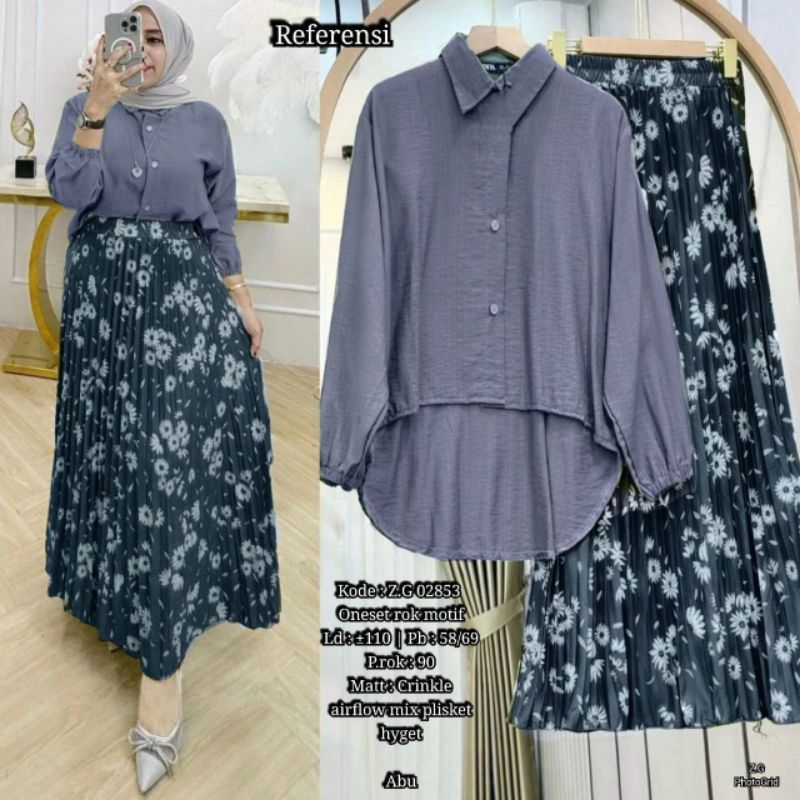 One set rok plisket setelan rok plisket