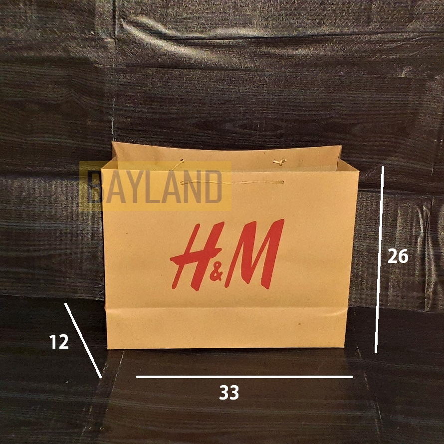 Paper bag H&amp;M coklat Medium Landscape 33 x 26 x 12 cm