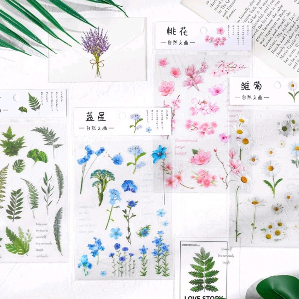 

1lembar PET fake aesthetic flower sticker (min. belanja 10rb)