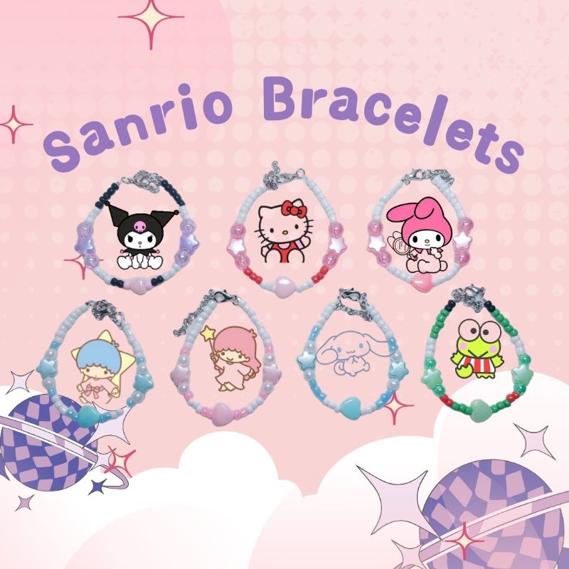 sanrio bracelet / gelang manik sanrio inspire / gelang manik anak / friendship bracelet kuromi hello